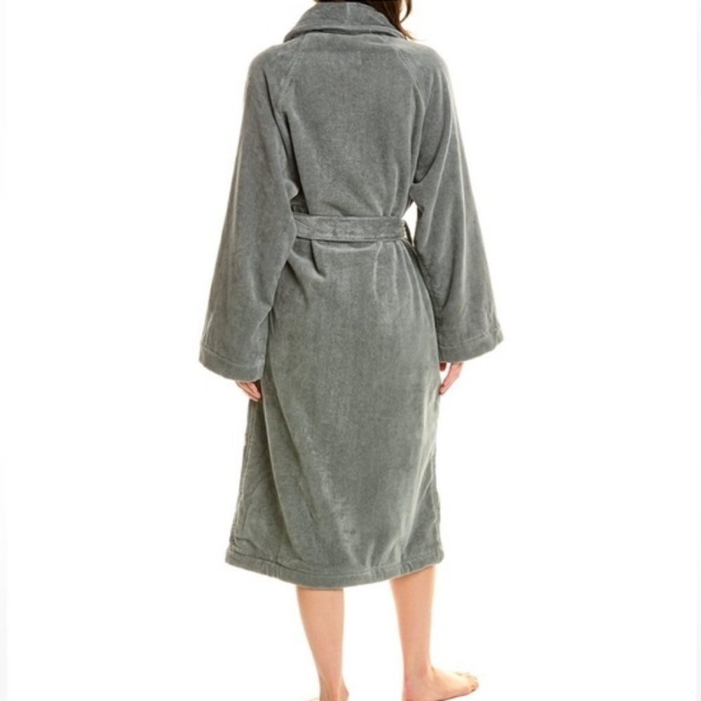 CYBER MONDAY! Frette Velour Shawl Collar Robe In Grey Size Large - Picture 2 of 6